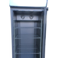 Холодильна шафа для напоїв GoodFood BC360BB2LED, 310 л, LED-підсвітка, чорний корпус, цифрове управління, замок, вітринна