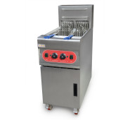 Електрична фритюрниця GoodFood EF14L-2, підлогова, 2×14 л, нержавіюча сталь, кран для зливу, 9+9 кВт, для кафе та ресторанів