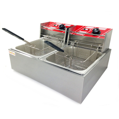 Професійна подвійна електрична фритюрниця GoodFood EF66 — 2 секції, 5 кВт, нержавіюча сталь, для ресторанів та кафе