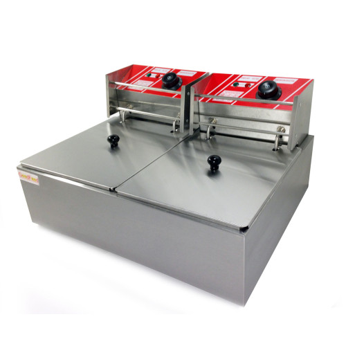 Професійна подвійна електрична фритюрниця GoodFood EF66 — 2 секції, 5 кВт, нержавіюча сталь, для ресторанів та кафе