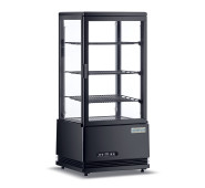 Холодильна вітрина GoodFood RT78L, настільна, чорна, 78 л — для напоїв і десертів, LED-підсвітка, авторазморожування, регульовані полиці