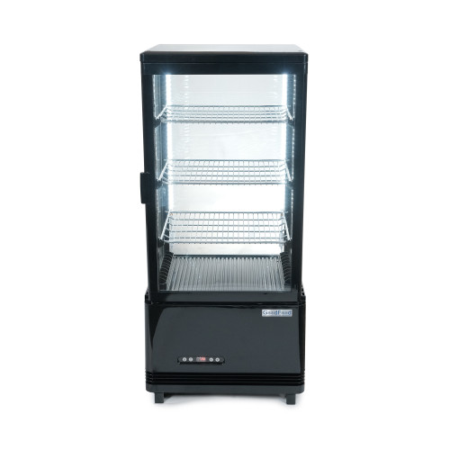Холодильна вітрина GoodFood RT78L, настільна, чорна, 78 л — для напоїв і десертів, LED-підсвітка, авторазморожування, регульовані полиці