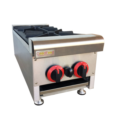 Промислова газова плита GoodFood GP2 на 2 конфорки для ресторанів, кафе та харчових виробництв, чавун-латунь, 1,83 кВт, LPG/природний газ