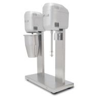 Молочний міксер GoodFood MFD22, двопостовий, 2 швидкості, 2×400 Вт, алюмінієвий корпус, чаша 1 л, настільний, для кафе та барів