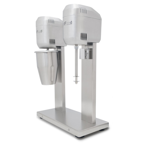 Молочний міксер GoodFood MFD22, двопостовий, 2 швидкості, 2×400 Вт, алюмінієвий корпус, чаша 1 л, настільний, для кафе та барів