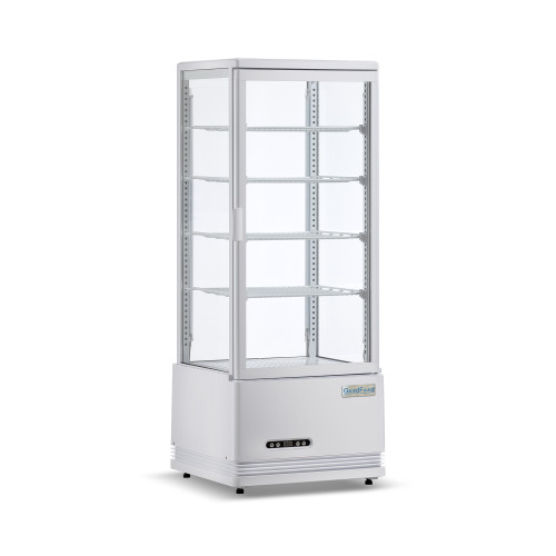 Холодильная витрина GoodFood RT98L белая — 98 л, LED-подсветка, 4 регулируемые полки, автооттаивание, динамическое охлаждение, для напитков и десертов
