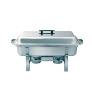 Чафіндіш GoodFood CD300 Simple Style з нержавіючої сталі з гастроємністю GN 1/1×65 мм та тримачем пального для ресторанів і кейтерингу