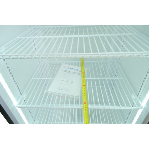 Холодильна шафа для напоїв GoodFood BC360NBW2LED, 310 л, чорно-біла, LED-підсвітка, замок, динамічне охолодження