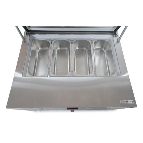 Вітрина для морозива GoodFood RTD67F, 67 л, пряме скло, авторазморожування, цифрове керування, 4 GN 1/3, -22…-12°C, сталь