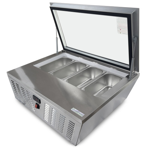 Вітрина для морозива GoodFood RTD67F, 67 л, пряме скло, авторазморожування, цифрове керування, 4 GN 1/3, -22…-12°C, сталь