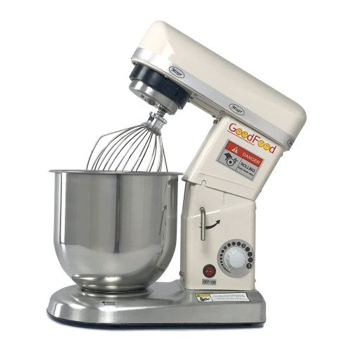Машина збивальна GoodFood PM-B10W, 10 л, біла — професійний планетарний міксер для тіста, крему та фаршу, 500 Вт, металевий корпус