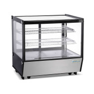 Холодильна вітрина GoodFood RTW120L5, 120 л, настільна, 2 полиці, LED-підсвітка, нержавіюча сталь, чорний корпус