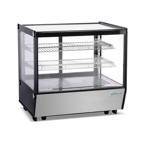 Холодильна вітрина GoodFood RTW120L5, 120 л, настільна, 2 полиці, LED-підсвітка, нержавіюча сталь, чорний корпус