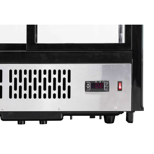 Холодильна вітрина GoodFood RTW120L5, 120 л, настільна, 2 полиці, LED-підсвітка, нержавіюча сталь, чорний корпус