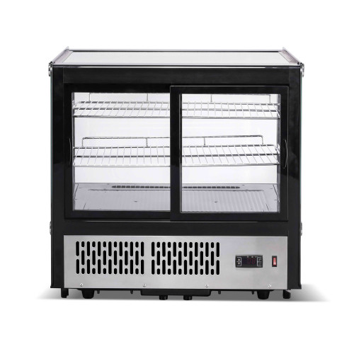 Холодильна вітрина GoodFood RTW120L5, 120 л, настільна, 2 полиці, LED-підсвітка, нержавіюча сталь, чорний корпус