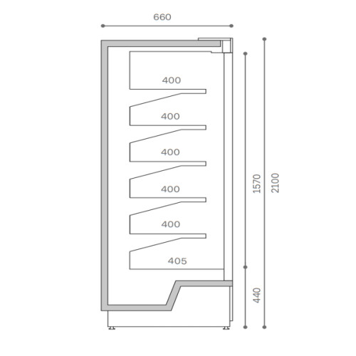 Холодильная горка Cooles SlimDeck 1875 мм с распашными дверьми, динамическое охлаждение, RAL 7016, LED, Danfoss, витрина для магазина