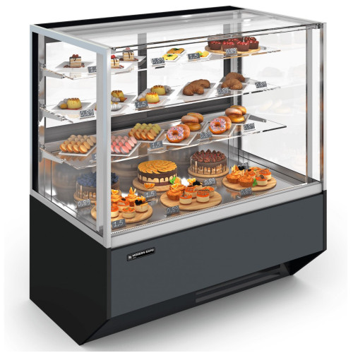 Витрина холодильная кондитерская QuadroStream Confiture 1400х1250х885 мм, стекло куб, выкладка нержсталь, +1…+10°C, LED, Danfoss