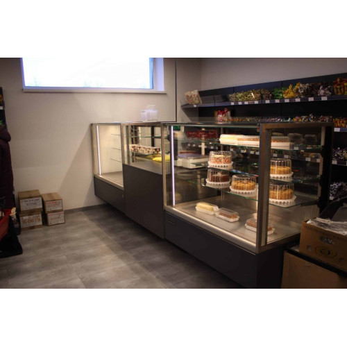 Витрина холодильная кондитерская QuadroStream Confiture 1400х1250х885 мм, стекло куб, выкладка нержсталь, +1…+10°C, LED, Danfoss