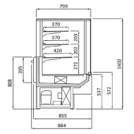 Витрина холодильная кондитерская QuadroStream Confiture 1400х1250х885 мм, стекло куб, выкладка нержсталь, +1…+10°C, LED, Danfoss