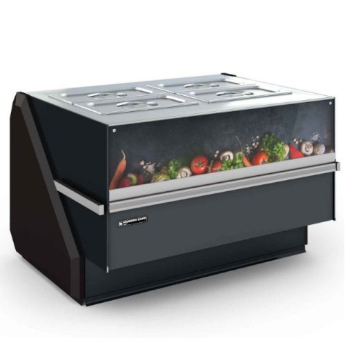 Теплова вітрина QuadroStream 1250х1120х1150 мм, нержавіюча сталь, куб скло, 80°C, для кафе, ресторанів та фастфуду, Україна