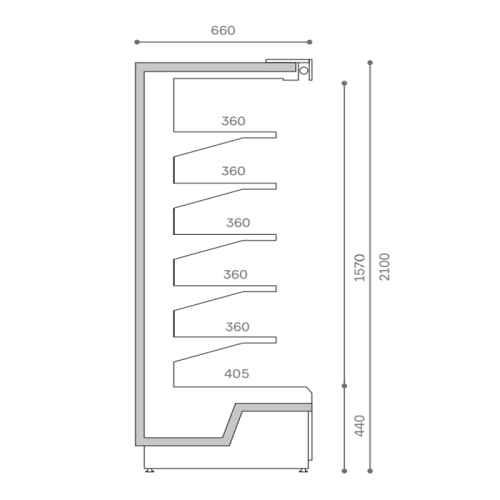 Холодильна вітрина Cooles SlimDeck 2500x660x2100 мм, середньотемпературна, RAL 7016, динамічне охолодження, Danfoss, LED, Україна