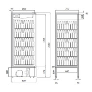 Шкаф холодильный Modern Expo COOL E MOTION S8 2130х750х800 мм, стеклянные двери, +1...+9°C, 405 бутылок, чёрный, динамическое охлаждение