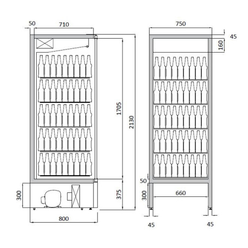 Шкаф холодильный Modern Expo COOL E MOTION S8 2130х750х800 мм, стеклянные двери, +1...+9°C, 405 бутылок, чёрный, динамическое охлаждение