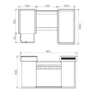 Експрес-каса Modern Expo Тип 5, 1601х1000х900 мм, кремова, накопичувач 500 мм, ліва/права, для магазинів і міні-маркетів