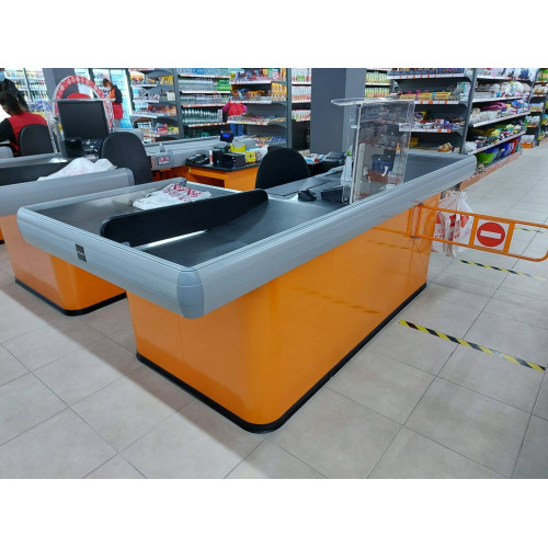 Касовий бокс Magellan Modern Expo 2300×1150 мм з широким накопичувачем, транспортером і захистом сканера, метал, 6 кольорів