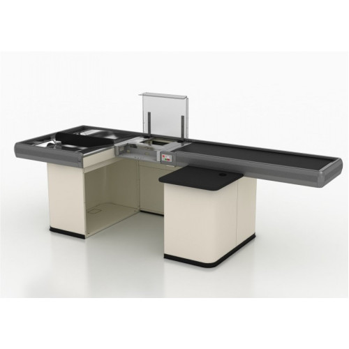 Касовий бокс Magellan Modern Expo 2300×1150 мм з широким накопичувачем, транспортером і захистом сканера, метал, 6 кольорів