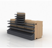 Касова зона 2000х700х1500 мм, антрацит, метал/ДСП/пластик, ліва/права, для супермаркетів та магазинів, із захистом сканера