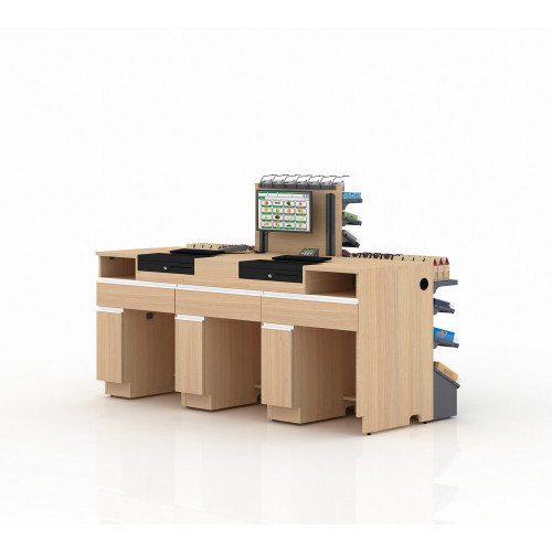 Касова зона 2000х700х1500 мм, антрацит, метал/ДСП/пластик, ліва/права, для супермаркетів та магазинів, із захистом сканера