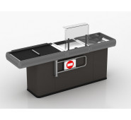 Касовий бокс Modern Expo Magellan 2300х1069х900 мм з вузьким накопичувачем, транспортером, захистом сканера, колір на вибір, для супермаркетів