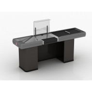 Касовий бокс Modern Expo Magellan 2300х1069х900 мм з вузьким накопичувачем, транспортером, захистом сканера, колір на вибір, для супермаркетів