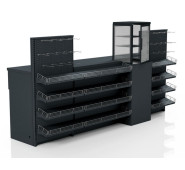 Касовий прилавок 2390х610х1440 мм, антрацит, метал/ДСП/пластик, для супермаркетів і магазинів