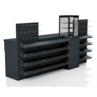 Касовий прилавок 2390х610х1440 мм, антрацит, метал/ДСП/пластик, для супермаркетів і магазинів