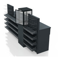 Касовий прилавок 2390х610х1440 мм, антрацит, метал/ДСП/пластик, для супермаркетів і магазинів