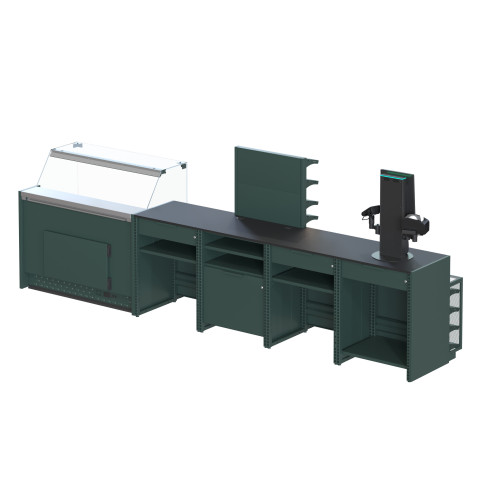 Касовий прилавок PULSAR Modern Expo (тип 4) L-2660 W-560 H-900, з освітленням полиць