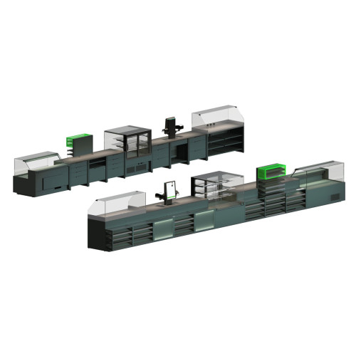 Касовий прилавок PULSAR Modern Expo (тип 5) L-3990 W-560 H-900, з освітленням полиць