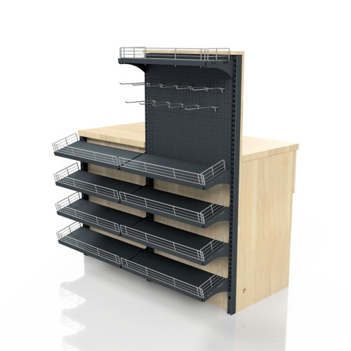 Касова зона 1360×600×1350 мм, Дуб Сонома, метал/ДСП/пластик