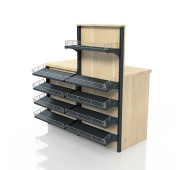 Касова зона 1360×600×1350 мм, Дуб Сонома, метал/ДСП/пластик