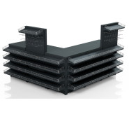 Касовий прилавок кутовий 3990х600х1440 мм, антрацит, метал/ДСП/пластик, для супермаркетів і магазинів