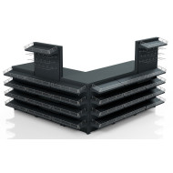 Касовий прилавок кутовий 3990х600х1440 мм, антрацит, метал/ДСП/пластик, для супермаркетів і магазинів