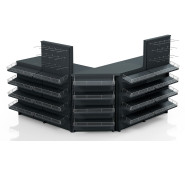 Касовий прилавок кутовий 3920х600х1440 мм, антрацит, метал/ДСП/пластик, для супермаркетів і магазинів