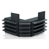 Касовий прилавок кутовий 3920х600х1440 мм, антрацит, метал/ДСП/пластик, для супермаркетів і магазинів