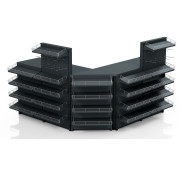 Касовий прилавок кутовий 3920х600х1440 мм, антрацит, метал/ДСП/пластик, для супермаркетів і магазинів