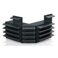 Касовий прилавок кутовий 3920х600х1440 мм, антрацит, метал/ДСП/пластик, для супермаркетів і магазинів