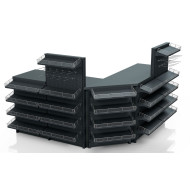 Касовий прилавок кутовий 3920х600х1440 мм, антрацит, метал/ДСП/пластик, для супермаркетів і магазинів