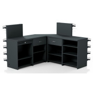 Касовий прилавок кутовий 3920х600х1440 мм, антрацит, метал/ДСП/пластик, для супермаркетів і магазинів