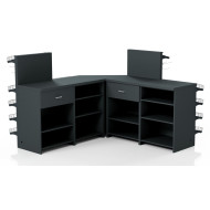 Касовий прилавок кутовий 3920х600х1440 мм, антрацит, метал/ДСП/пластик, для супермаркетів і магазинів